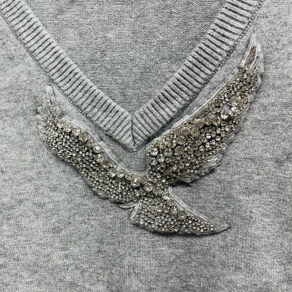 Pixie Market New York gray sweater eagle stones print size L - Picture 2 of 7